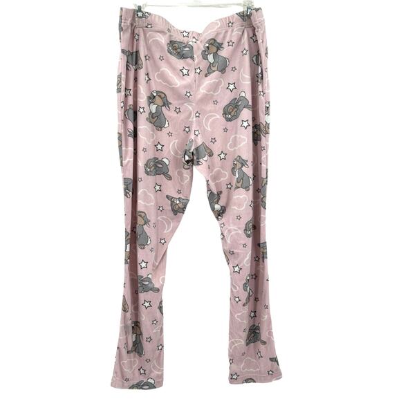 Disney Size Large Pajama Pants Pink Bambi Hopper Bunny‎ Rabbit Sleepwear PJs - Picture 2 of 4